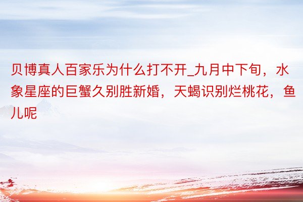 贝博真人百家乐为什么打不开_九月中下旬，水象星座的巨蟹久别胜新婚，天蝎识别烂桃花，鱼儿呢