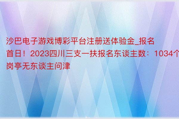 沙巴电子游戏博彩平台注册送体验金_报名首日！2023四川三支一扶报名东谈主数：1034个岗亭无东谈主问津