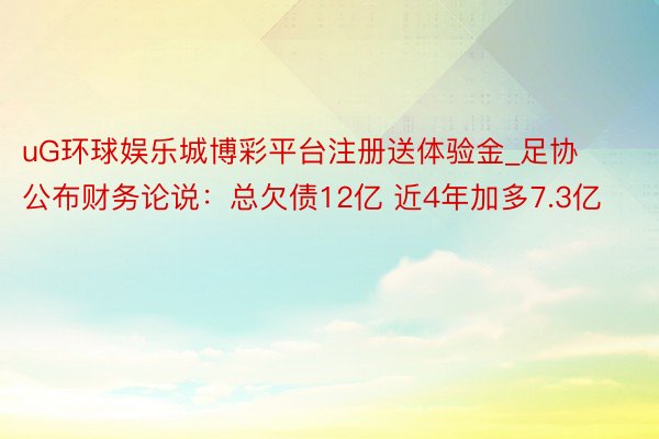 uG环球娱乐城博彩平台注册送体验金_足协公布财务论说：总欠债12亿 近4年加多7.3亿